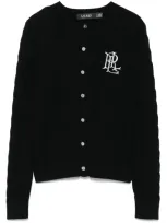 Lauren Ralph Lauren Logo-embroidered Cardigan In Black