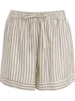 Le Kasha Silk Striped Wensu Shorts In Multi