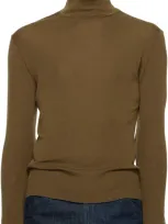 Lemaire Brown Seamless Turtle Neck Sweater In Br425 Havana