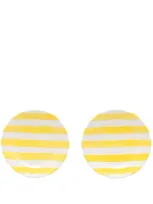 Les-ottomans Striped Ceramic Plate (set Of Two) In Yellow