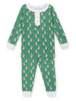 Lila And Hayes Babies'  Alden Girls' Pajama Pant Set In Santa's Helper