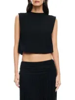 Lioness Field Of Dreams Bubble Hem Crop Top In Onyx