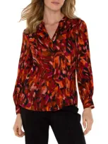 Liverpool Abstract Print Button-up Shirt In Painted Cedar