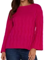 Liverpool Embroidered Boat Neck Sweater In Bright Star Ruby