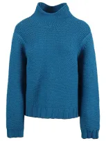 Liviana Conti Wool Blend High Neck Jumper In Blue