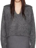 Loulou Studio Gray Ambrose Sweater In Anthracite Melange