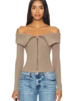 Lovers & Friends Giugno Zip Cardigan In Taupe