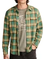 Lucky Brand Plaid Big Slub Twill Button-up Shirt In Green Multi