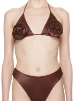 Magda Butrym Brown Floral Bikini Top