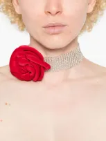 Magda Butrym Velvet Rose Chocker In Red