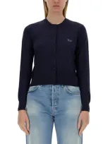 Maison Kitsuné Navy Bold Fox Head Patch Cardigan