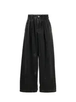 Maison Margiela Womens Black Spray-paint High-rise Wide-leg Denim Jeans