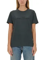 Maison Margiela Logo-embroidered Cotton T-shirt In Black