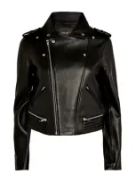 Maje Leather Biker Jacket In Black