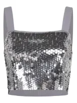 Maje Sequinned Knitted Crop Top In Black