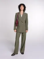 Maje Slim-fit Suit Jacket In Khaki