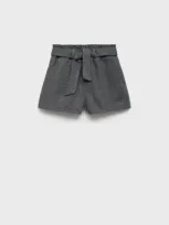 Mango Kids' Paperbag Shorts With Bow Grey