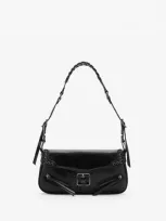 Mango Buckle Detail Faux Leather Shoulder Bag In Black