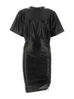 Marant Etoile Black Synthetic Leather Bales Dress In Bk Black