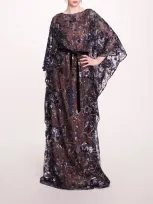 Marchesa Climbing Vines Kaftan In Crystal Ocean