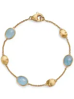 Marco Bicego 18k Yellow Gold Siviglia Aquamarine & Textured Bead Link Bracelet In Blue/gold