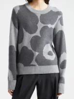 Marimekko Aukio Unikko Wool & Cashmere Sweater In Dark Grey Grey