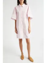 Marimekko Monolitti Unikko Poplin Shirtdress In Light Pink