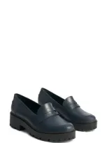 Marion Parke Sabine Platform Penny Loafer In Navy