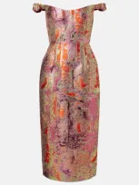 Markarian Amina Metallic Brocade Dress In Multicolor