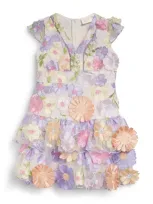 Marlo Kids' Embroidered Floral Amara Dress In Purple