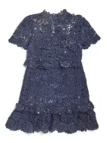 Marlo Kids' Sequin And Lace Audrey Dress In Navy