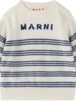 Marni Baby Off-white & Navy Knitted Sweater In 0m111