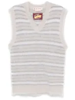 Marni Stripped Knitted Vest In Grey