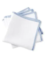 Matouk Casual Couture Boarder Square Napkins, Set Of 4 In Ice Blue