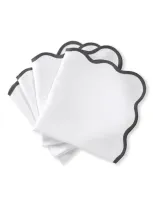 Matouk Casual Couture Scallop Napkins, Set Of 4 In Smoke Grey