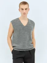 Mhl By Margaret Howell Chunky Ribbed Vest In Grey