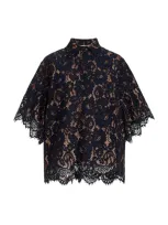 Michael Kors Cotton-blend Lace Shirt In Navy