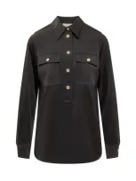 Michael Kors Satin Shirt In Black