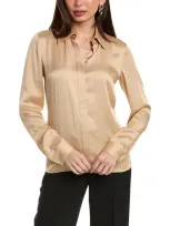 Michael Kors Hansen Satin Shirt In Brown