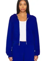 Michael Lauren Bowman Crop Zip Up Hoodie In Royal