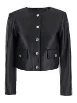 Michael Michael Kors Cllrless Leather Jkt In Black