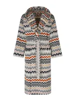 Missoni Zigzag Bernard Hooded Robe In Gray