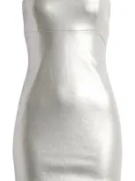 Mistress Rocks Strapless Metallic Faux Leather Minidress In Silver