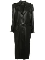 Mitiliane Couture Leather Trench Coat In Black