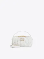 Miu Miu Arcadie Matelassé Leather Top Handle Bag In White