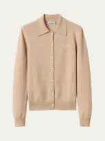 Miu Miu Logo-intarsia Cashmere-knit Cardigan In Albino