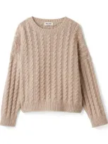 Miu Miu Chunky Cable Knit Cashmere Jumper In Neutrals