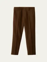 Miu Miu Logo-embroidered Wool Trousers In Dattero