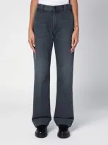 Miu Miu Woman Grey Drill Pant In Gray