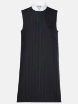 Miu Miu Wool Blend Pinstripe Midi Dress In Blue